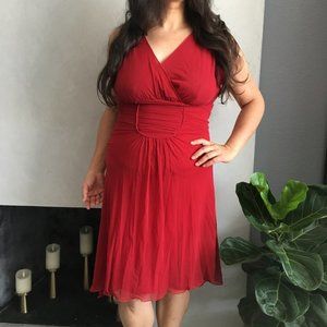 Studio M Red V-Neck Midi Dress